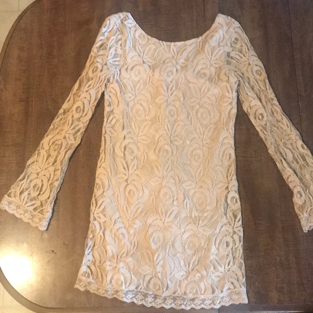Tan lace dress. Size M